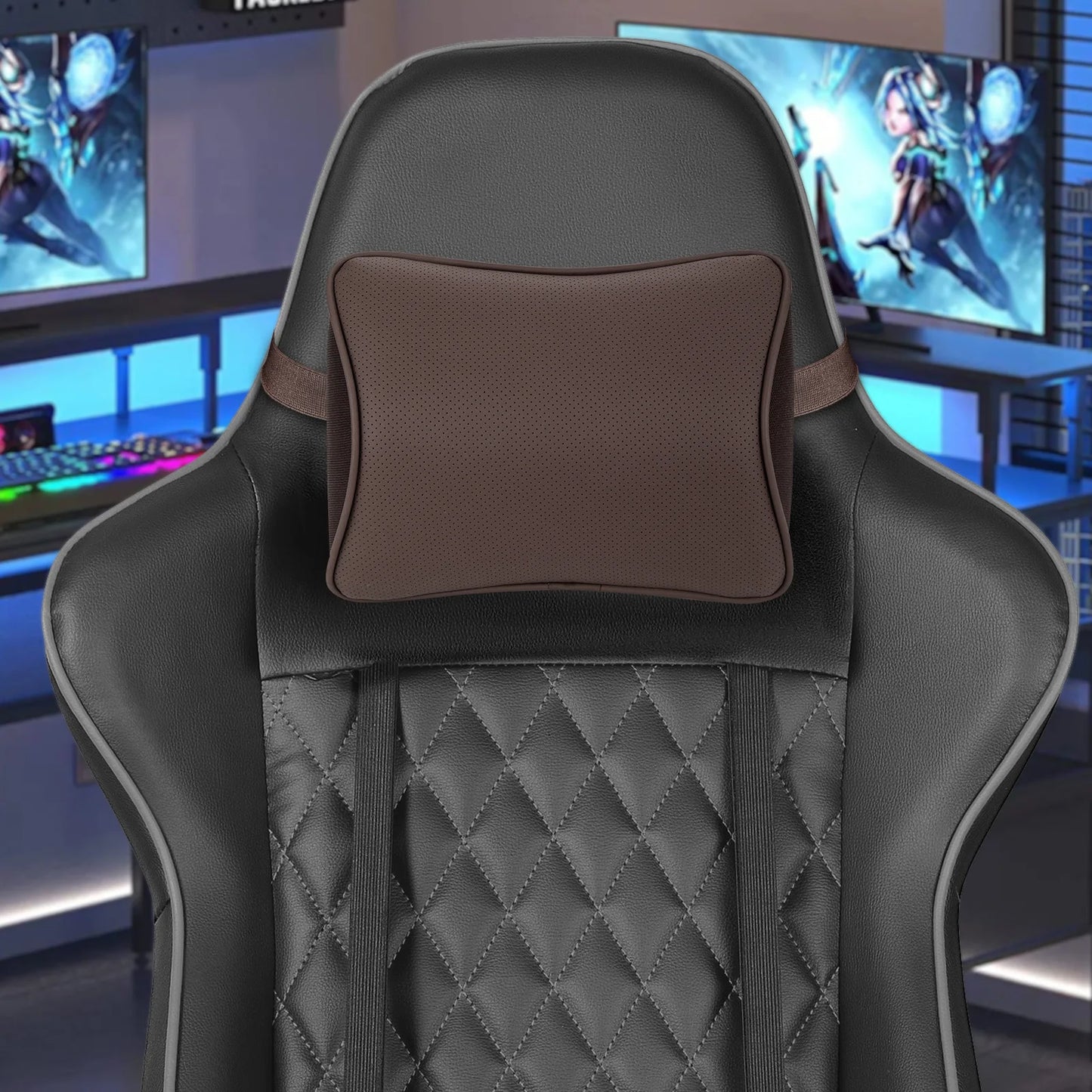 Memory Foam Car Neck Pillow With Adjustable Strap Removable