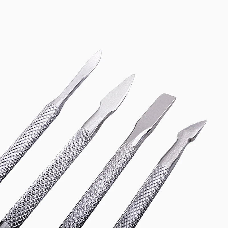 4 Pcs Stainless Steel Double End Cuticle Pusher Set