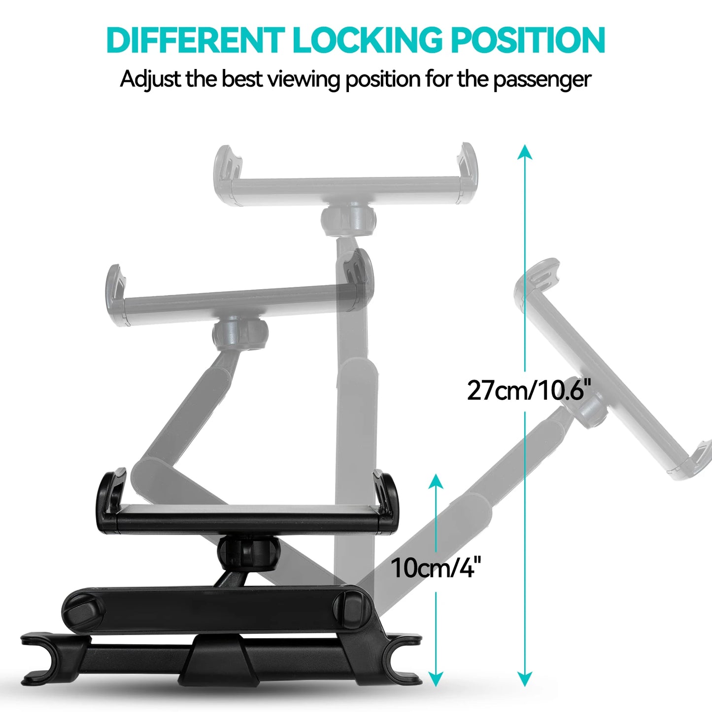 Flexible 360 Rotating Car Headrest Tablet Mount for iPad