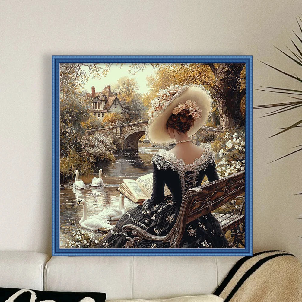 Full Embroidery Cotton 11CT Girl Cross Stitch 50x50 Cm