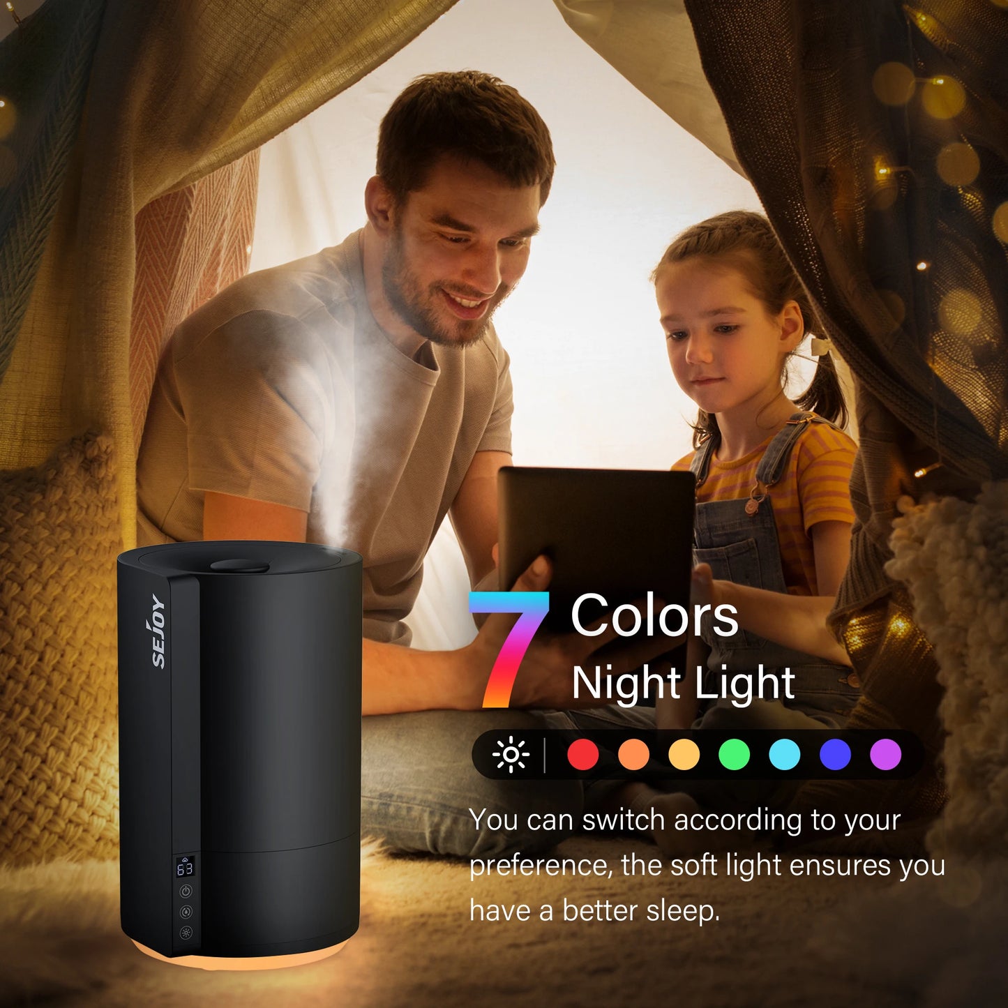 Sejoy 4L Large Capacity Air Humidifier with Aroma Diffuser