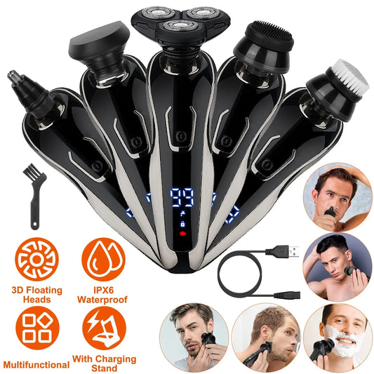 5 In 1 Electric Razor Shaver Kit IPX6 Waterproof Cordless