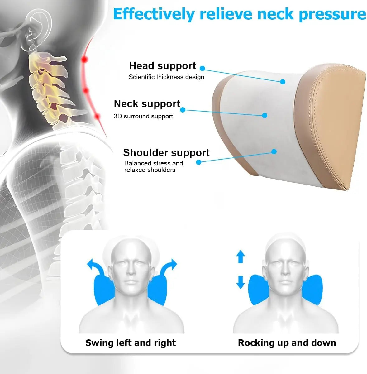 Car Neck Pillow Memory Foam Adjustable Headrest With Holder