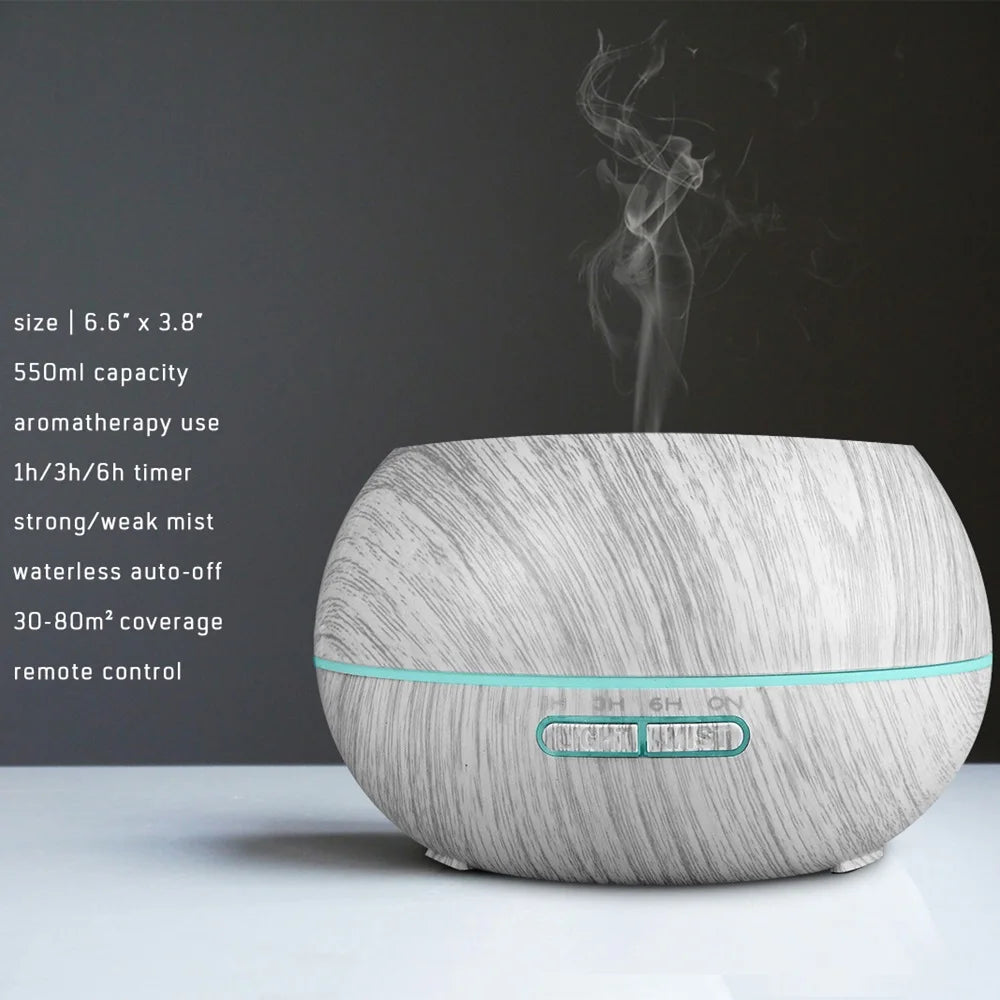 Ultra Quiet 550ml Aroma Diffuser with 7 Color LED Light