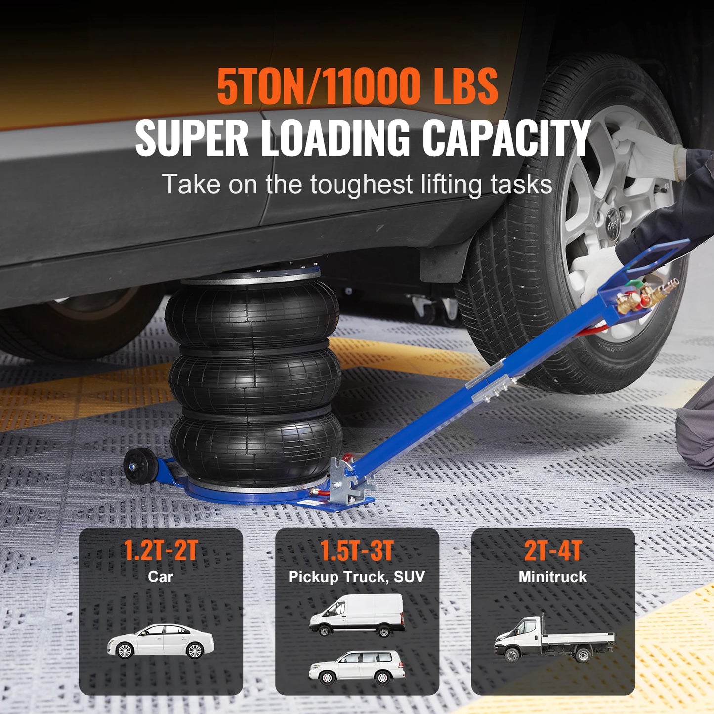 SucceBuy Pneumatic Car Jack 3 Ton 5 Ton Triple Bag Lift