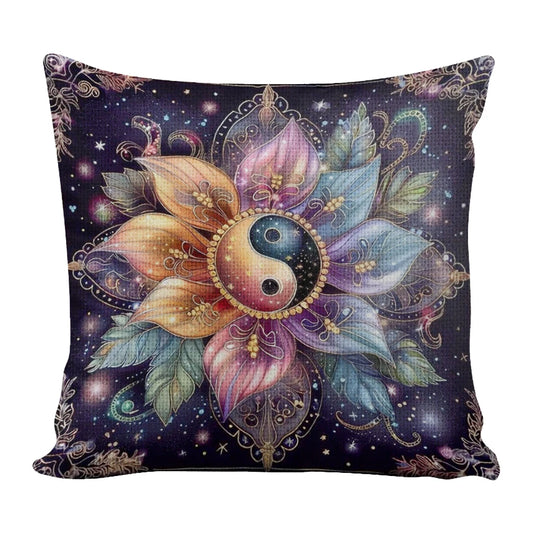 Cotton Yin Yang Flower Cushion Cross Stitch Kit 45x45cm