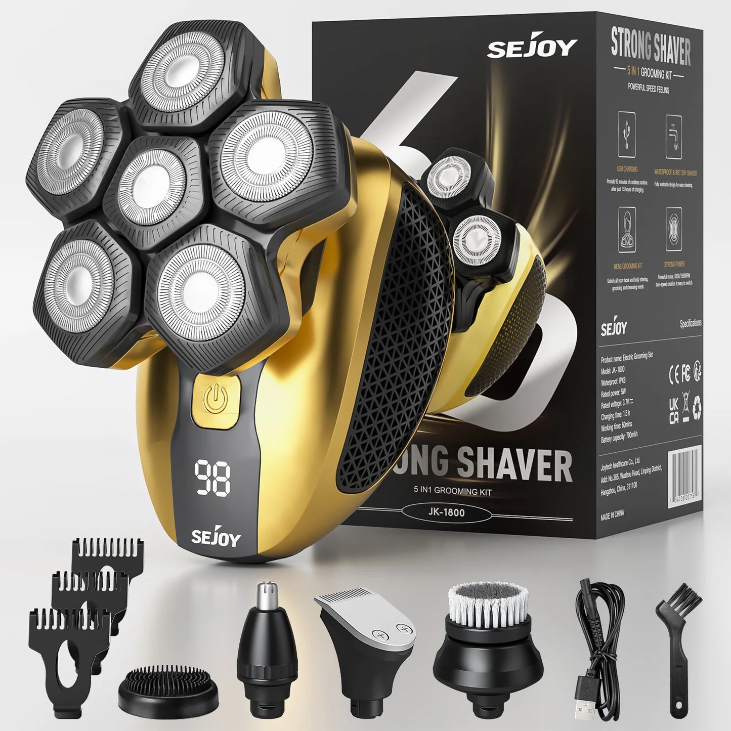 Sejoy 6D Floating Men Electric Shaver Wet Dry Beard Trimmer