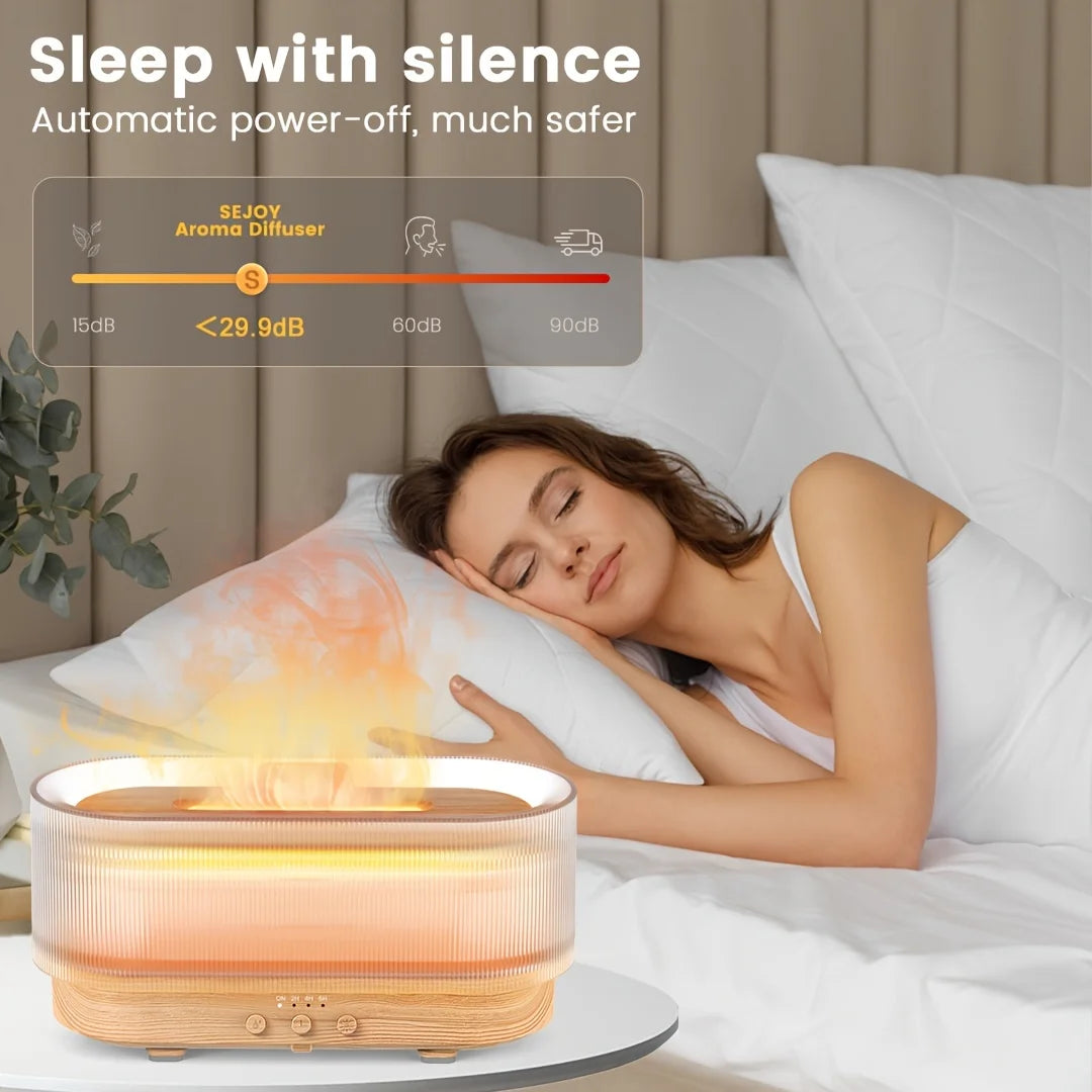Sejoy 300ml Humidifier with Flame Light Aromatherapy Diffuser