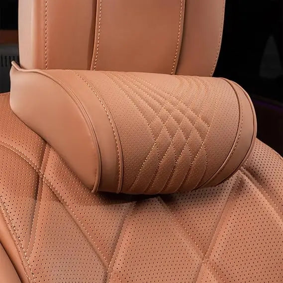 Car Neck Pillow With Nappa Leather Cover And Memory Foam