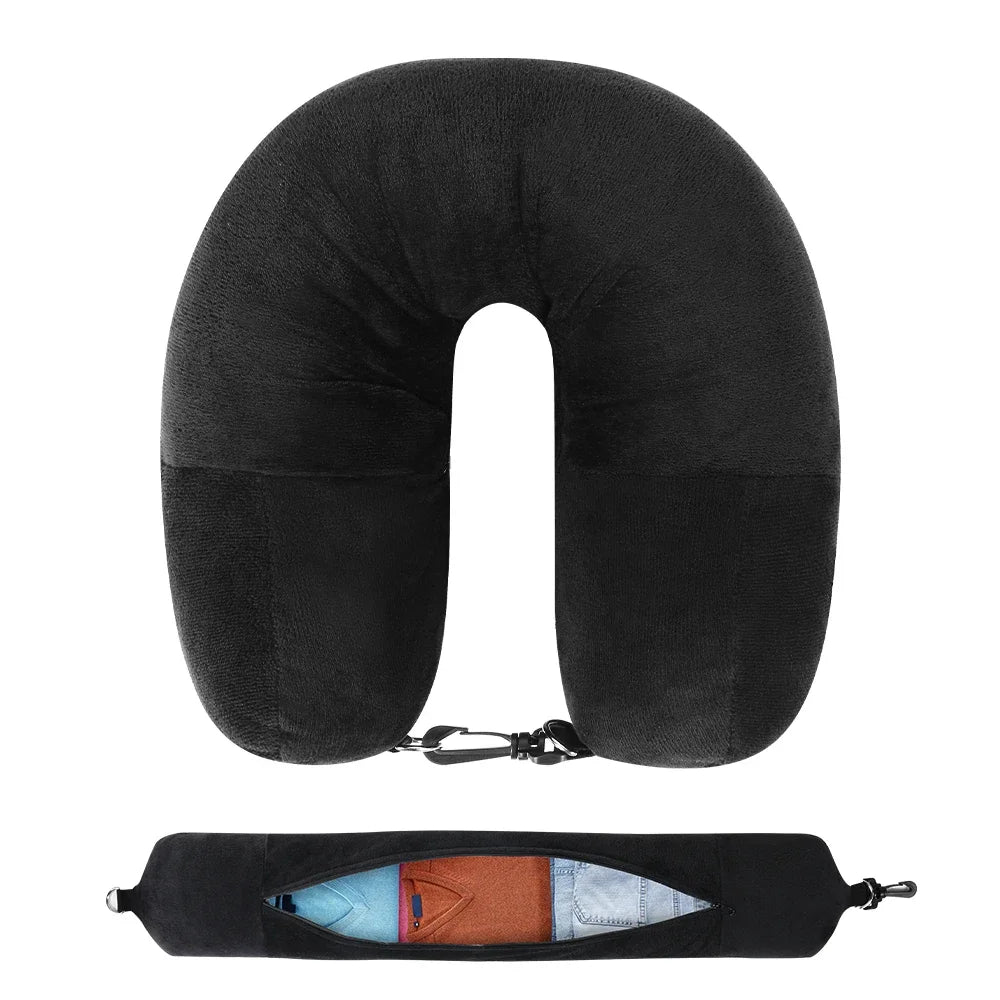 Travel Neck Pillow Fillable Clothing U Shaped Velvet Cover