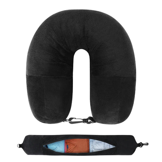 Travel Neck Pillow Fillable Clothing U Shaped Velvet Cover