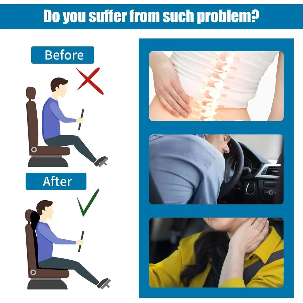 Memory Foam Truck Seat Cushion 3 Piece Set Back Support