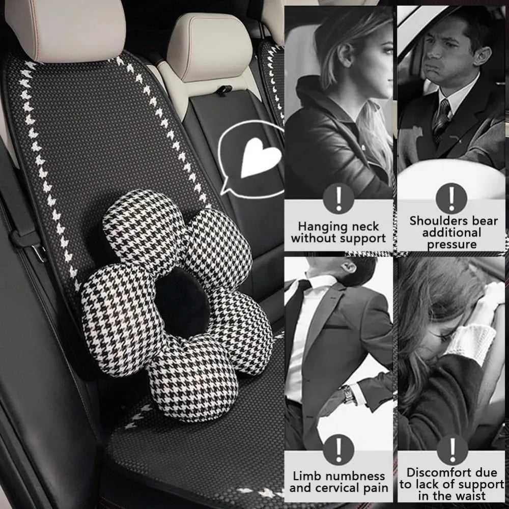 4 Pack Houndstooth Butterfly Knot Car Neck Lumbar Pillows