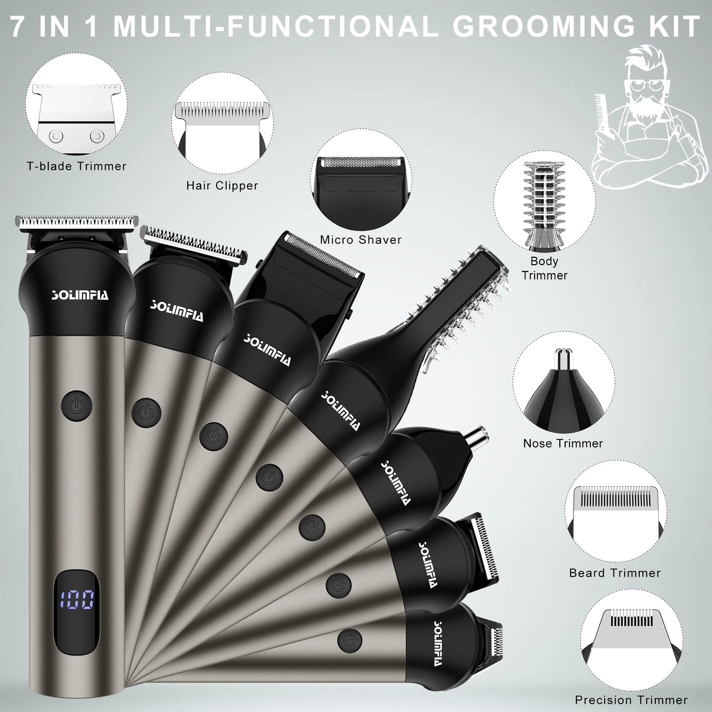 Hatteker All In One Hair Trimmer 7 Blades Nose Trimmer Kit