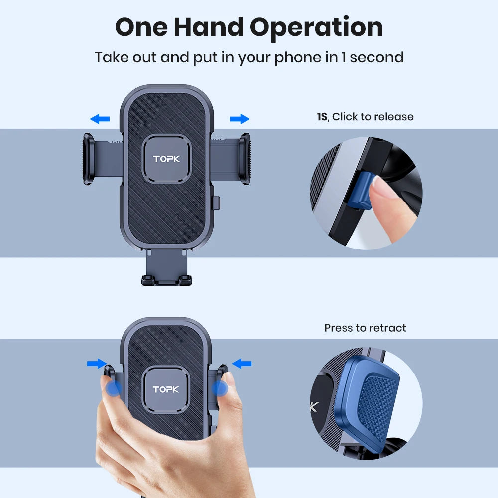 Topk Universal Car Phone Holder for iPhone 360 Rotatable