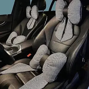 4 Pack Houndstooth Butterfly Knot Car Neck Pillows Lumbar