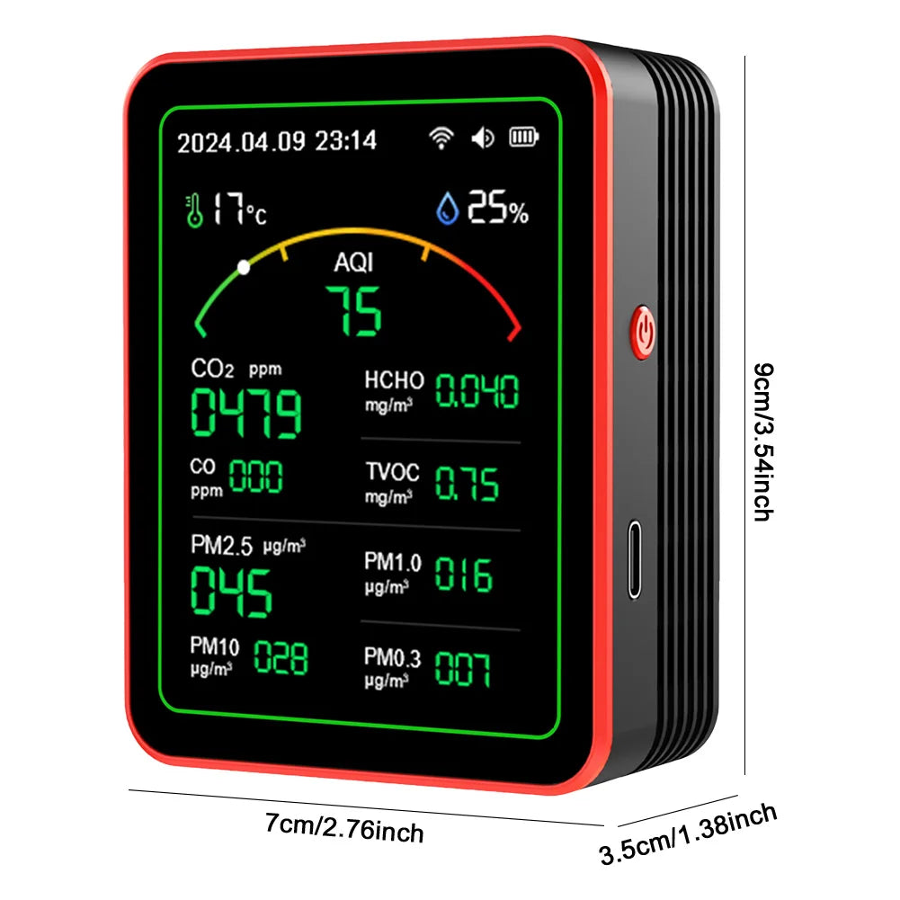WiFi 15 In 1 Indoor Air Quality Monitor With CO2 TVOC HCHO