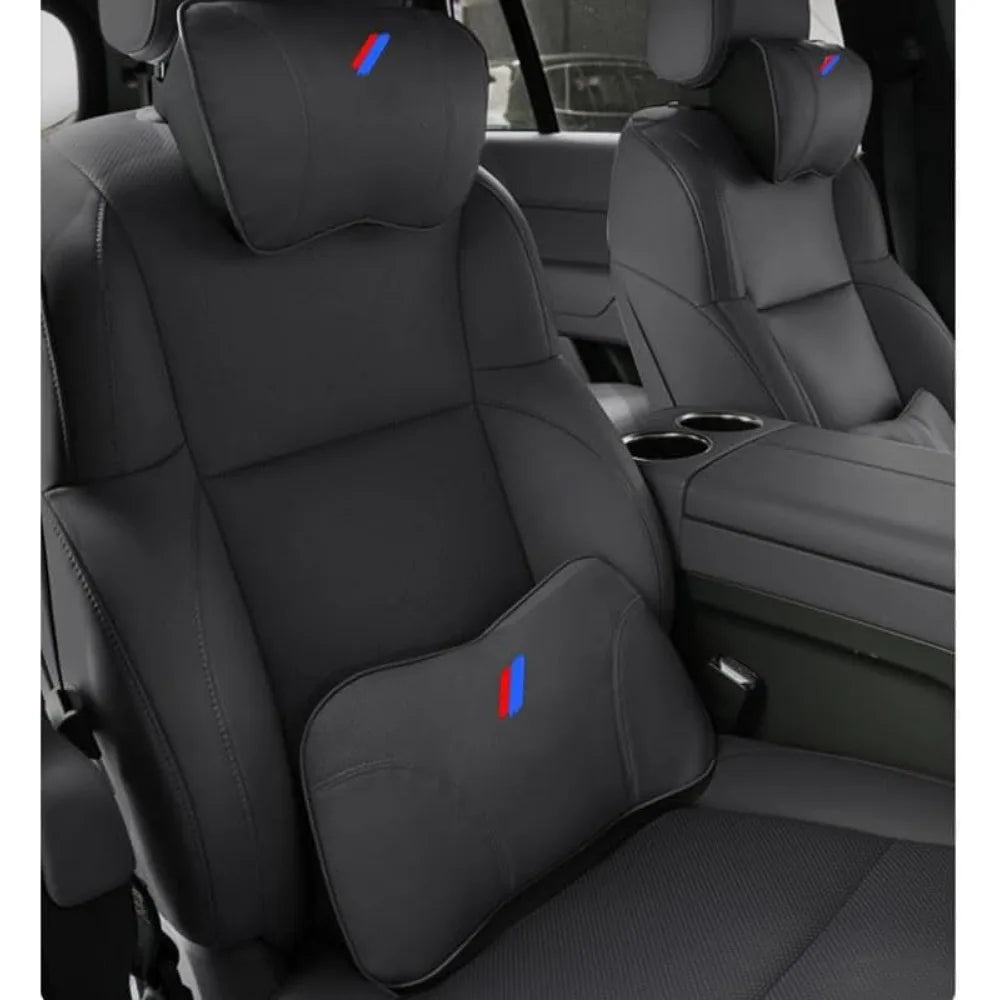 BMW Car Neck Pillow PU Leather Headrest Cushion 2 Pack