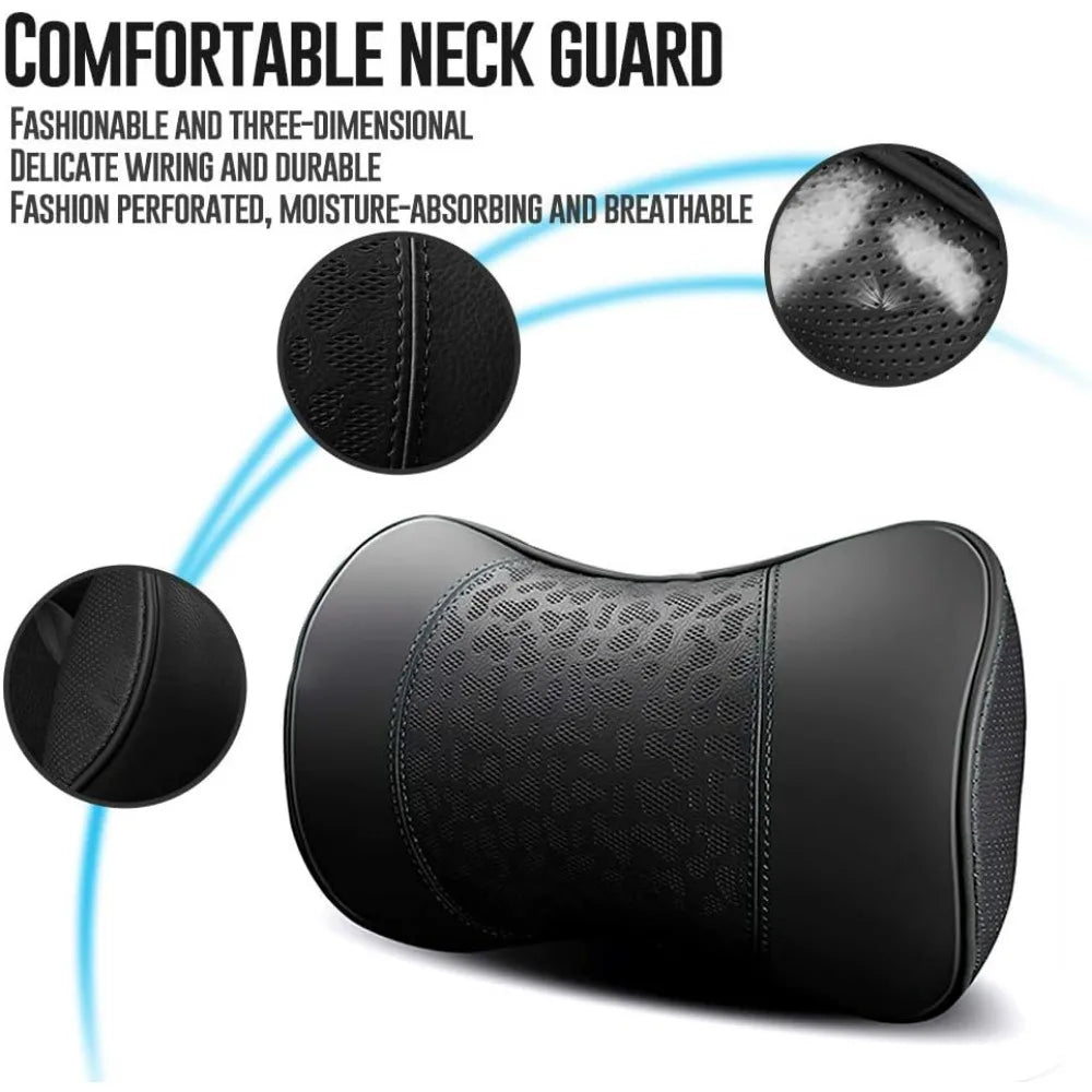Car Leather Neck Pillow Memory Foam Cervical Support