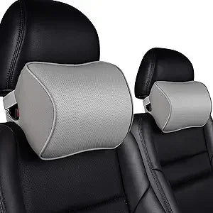 Genuine Leather Car Headrest Pillow Memory Foam Cushion 2