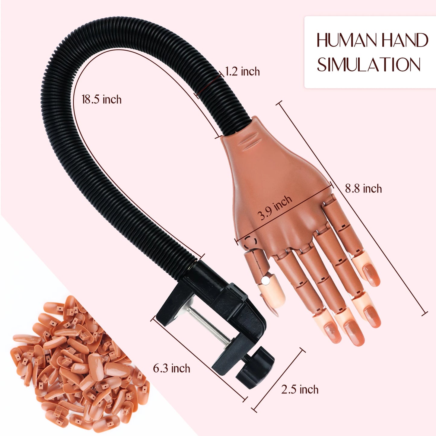 Saviland Nail Practice Hand Set With 200 Tips Glues Brush