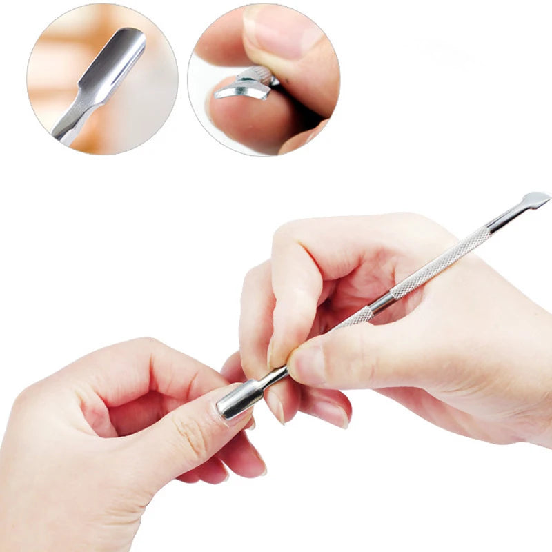 4 Pcs Stainless Steel Double End Cuticle Pusher Set