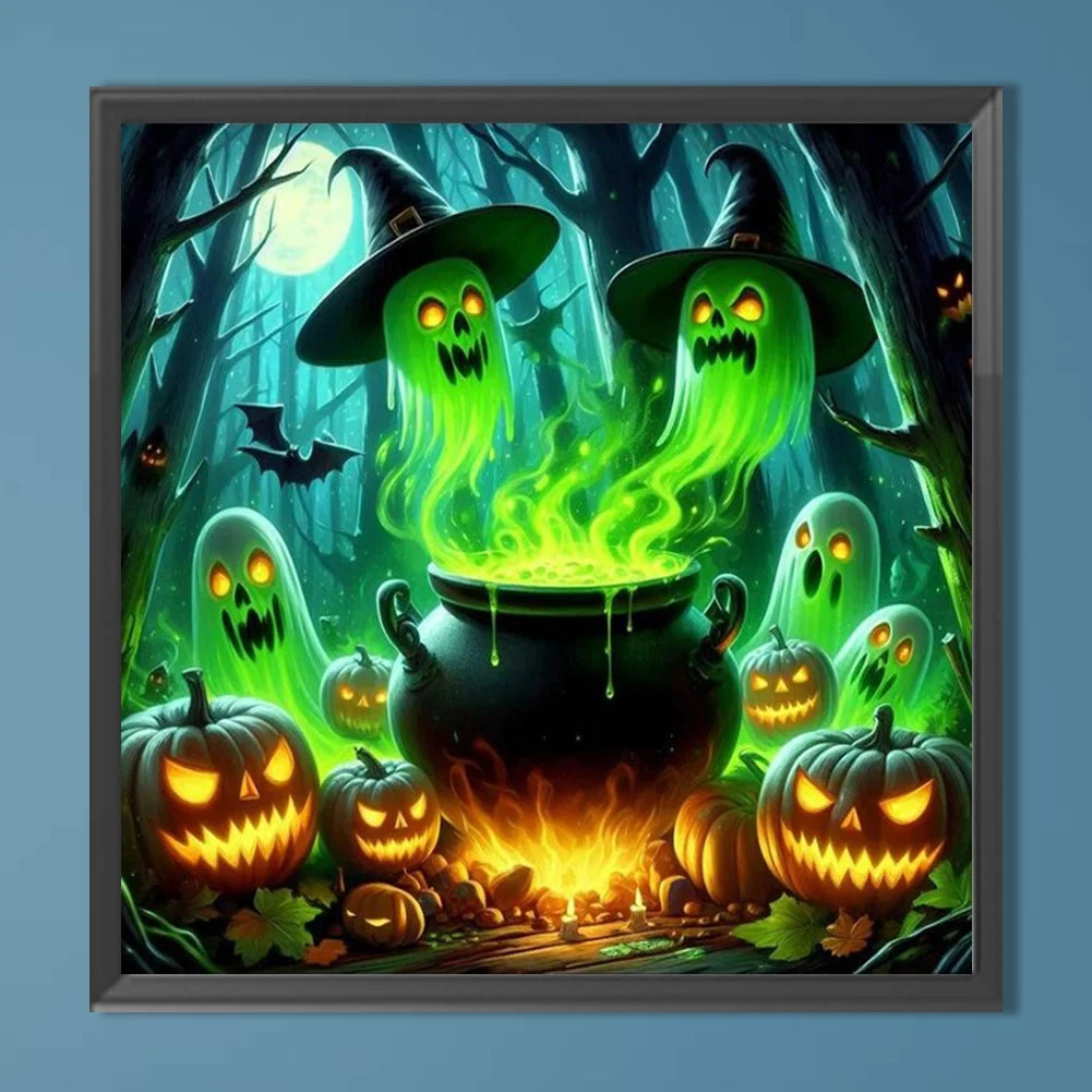 5D DIY Halloween Ghost Diamond Painting Cross Stitch Kit Scary Pumpkin Mosaic Embroidery Art Crafts Home Decor