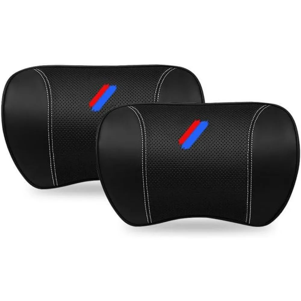 BMW Car Neck Pillow PU Leather Headrest Cushion 2 Pack