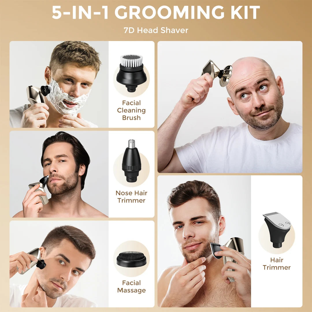 Sejoy 5 In 1 Electric Head Shaver for Bald Men 7D Cordless