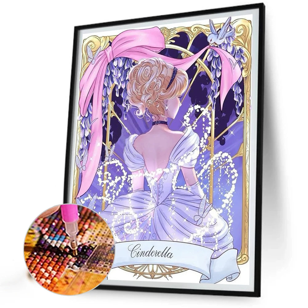 5D DIY Full Round Drill Diamond Painting Cinderella Kit Home Decor Art 40x50cm