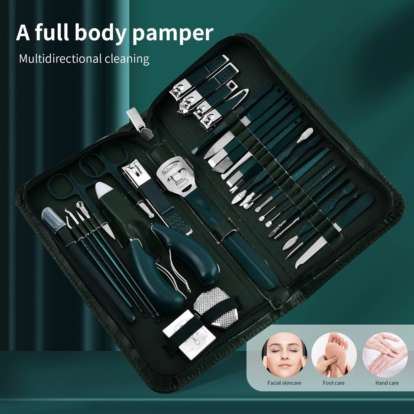 Manicure Set Pedicure Tools Nail Kit 40 In 1 Dark Green
