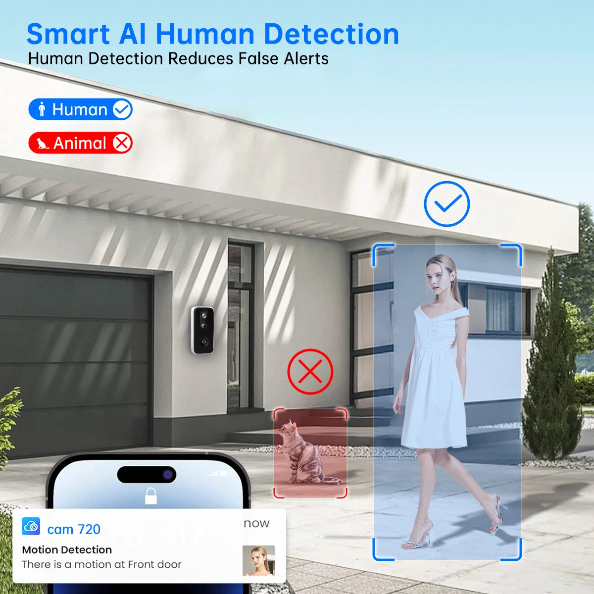 Jooan 2K Smart WiFi Doorbell With Camera Outdoor Battery