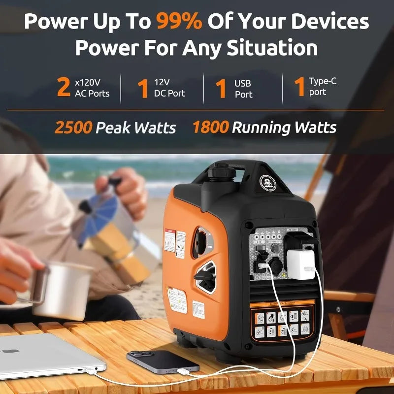 2500W Portable Inverter Generator With Eco Mode And CO Alarm