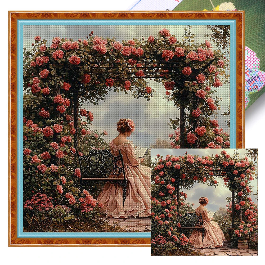 Full Embroidery Cotton 11CT Girl Cross Stitch 50x50 Cm