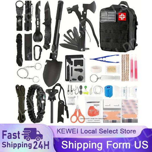 Camping Survival Kit 142Pcs First Aid Emergency Gear Set
