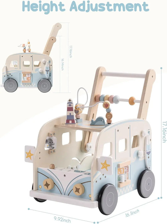 Robotime Wooden Baby Walker with Wheels for Boys and Girls