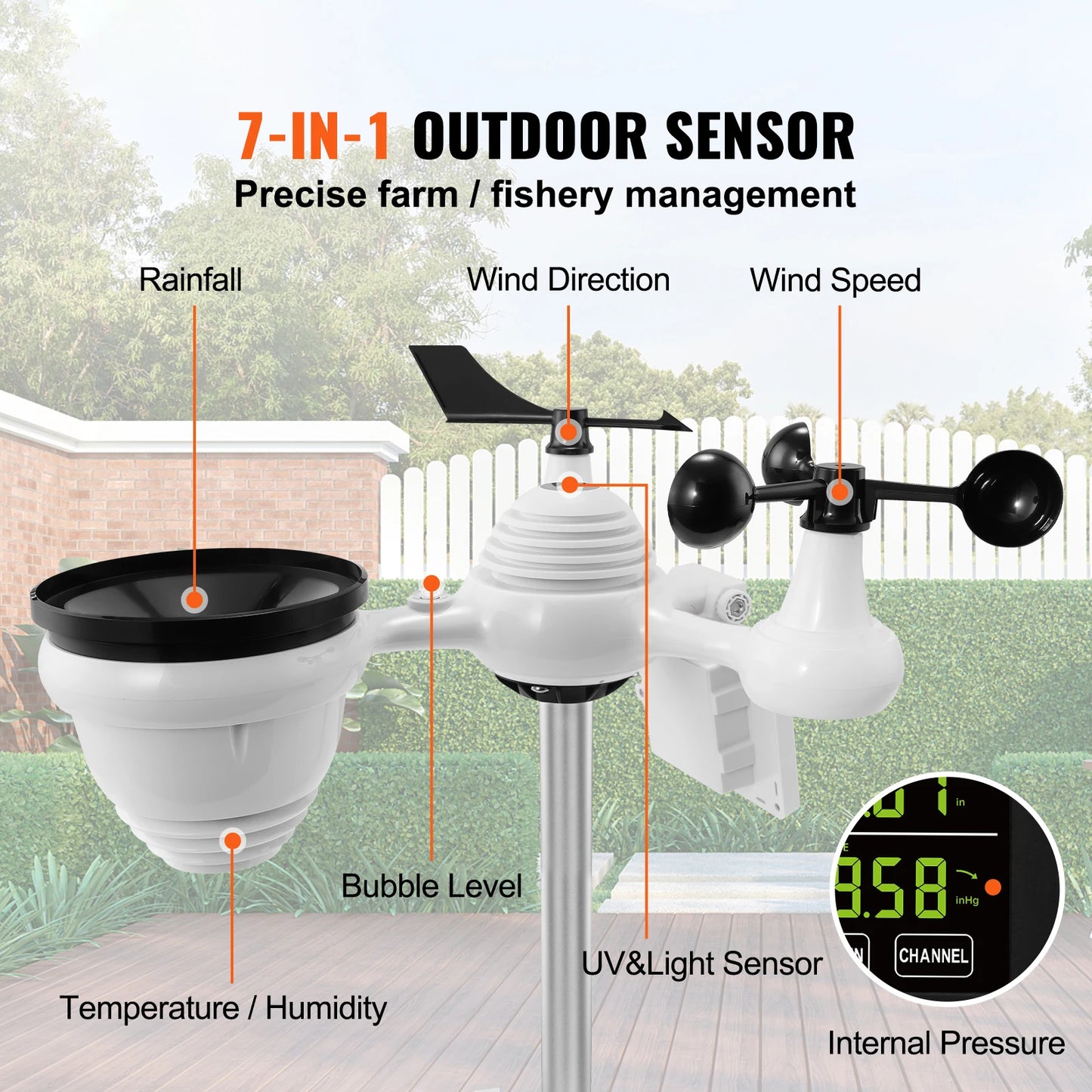 SucceBuy 7 In 1 WiFi Weather Station Display Solar Sensor