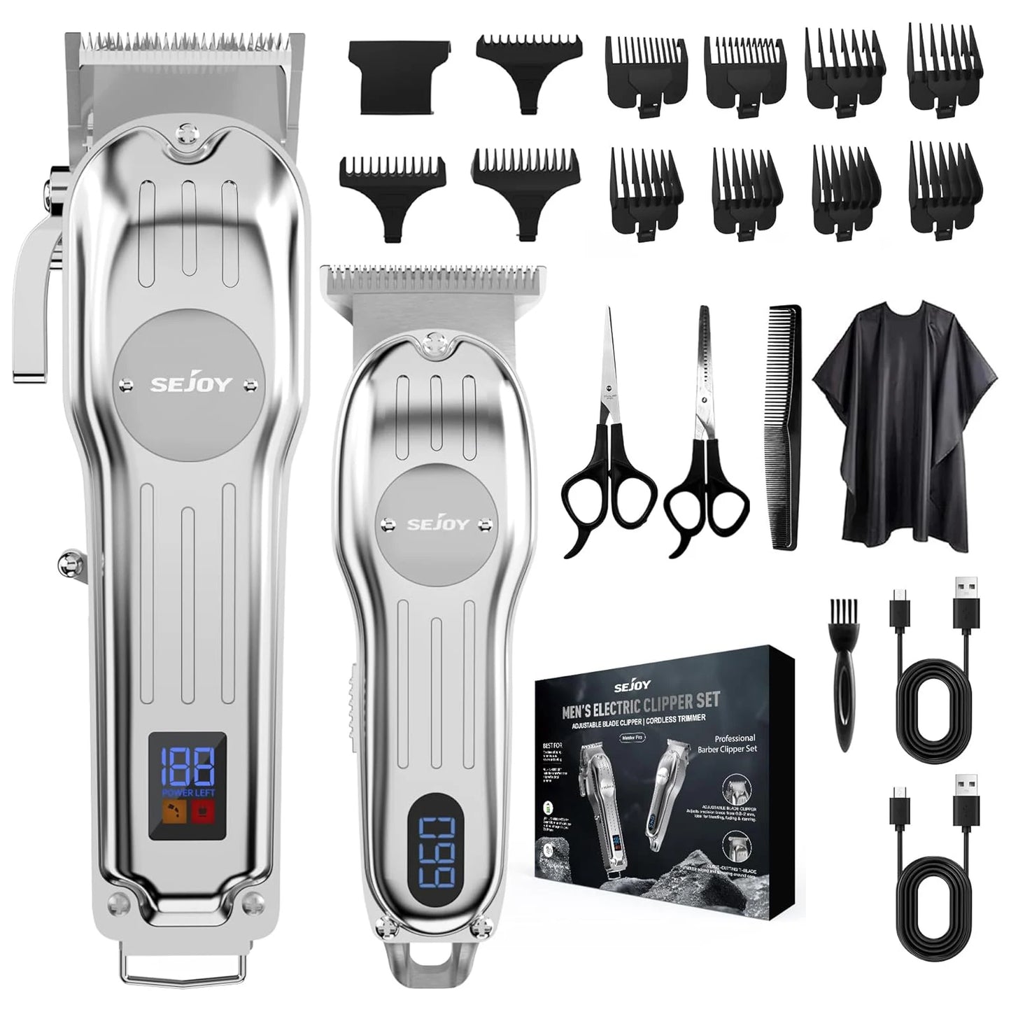 Sejoy Hair Clippers Kit With T Blade Trimmer LED Display