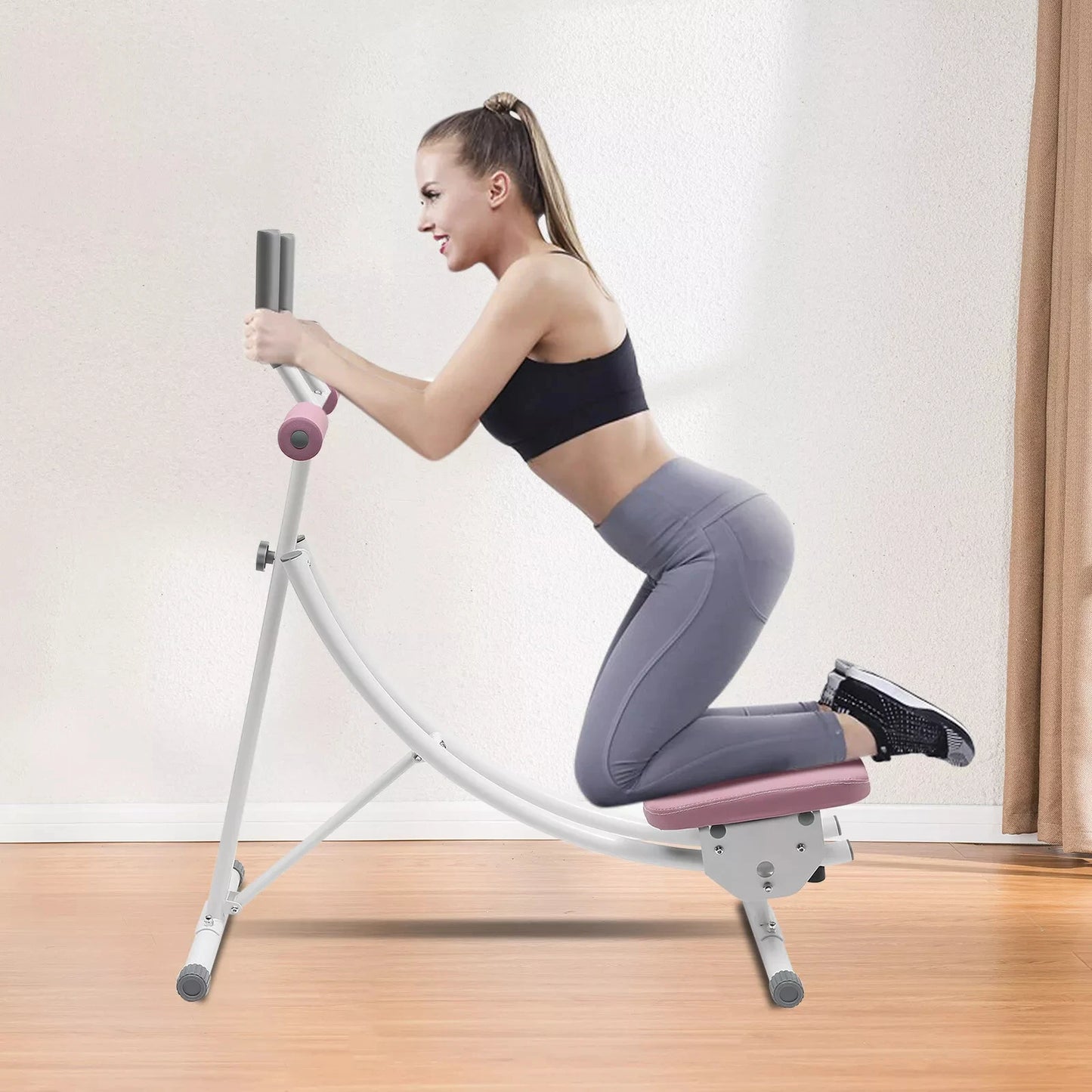 Pink Purple Dual Track Abs Trainer Adjustable Resistance