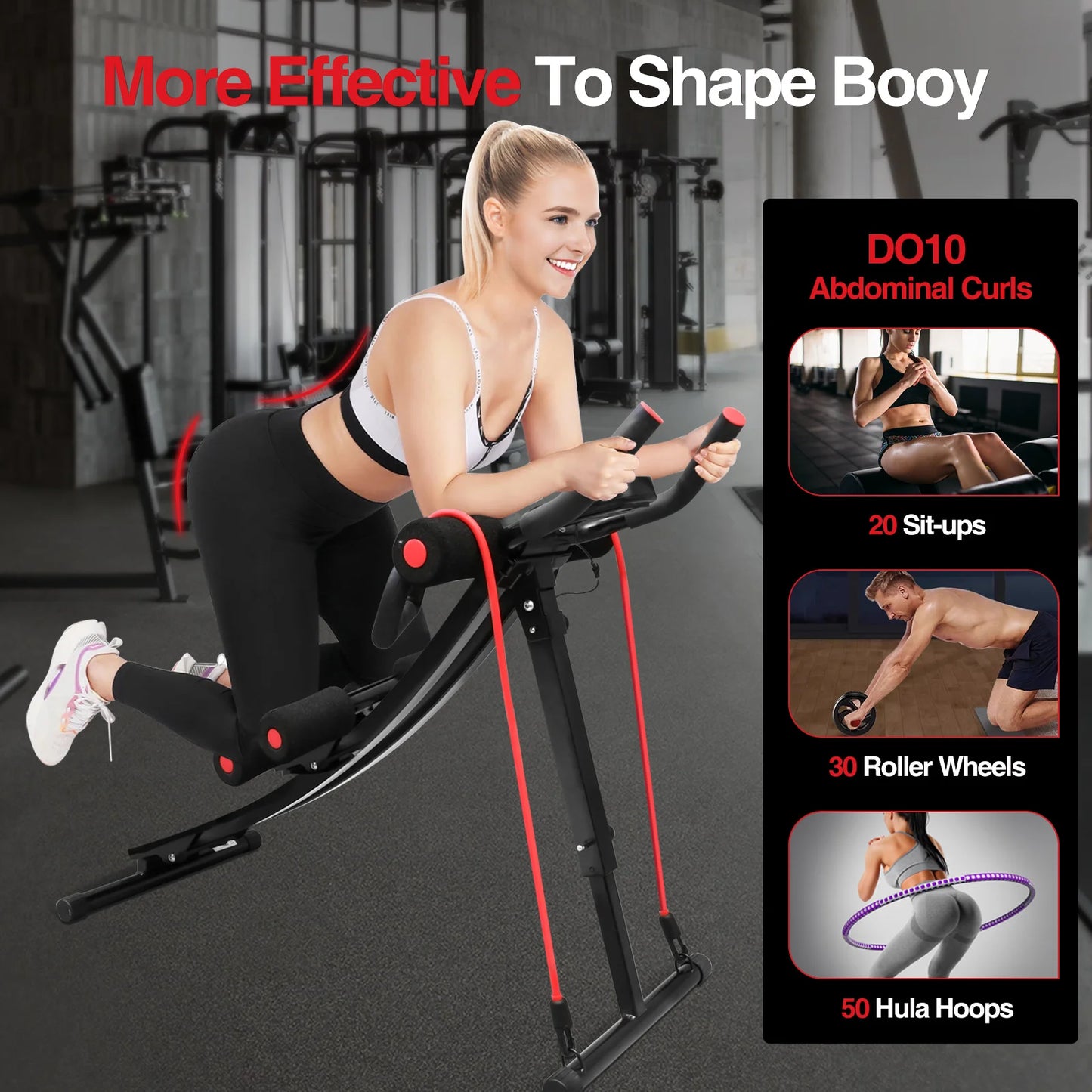 GIKPAL Foldable Ab Machine For Home Gym With LCD Display