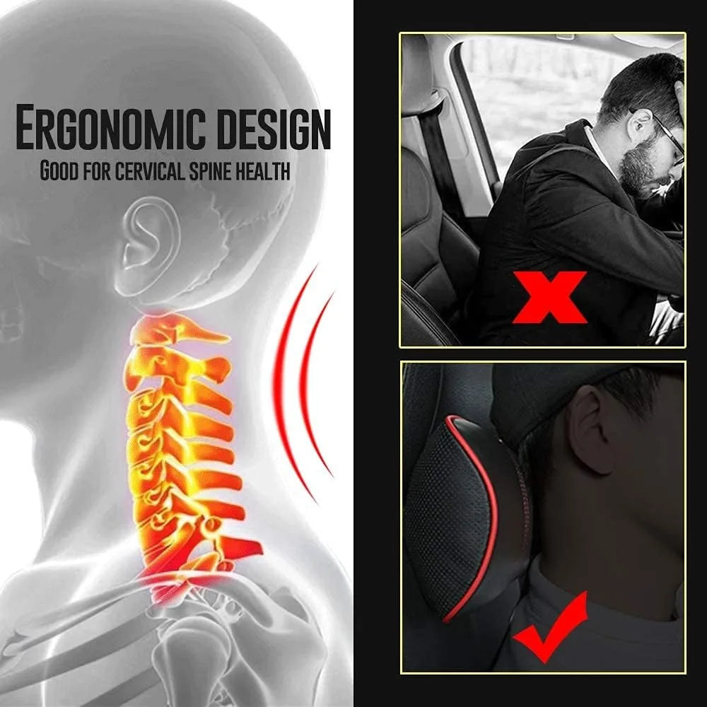 Car Leather Neck Pillow Memory Foam Cervical Support