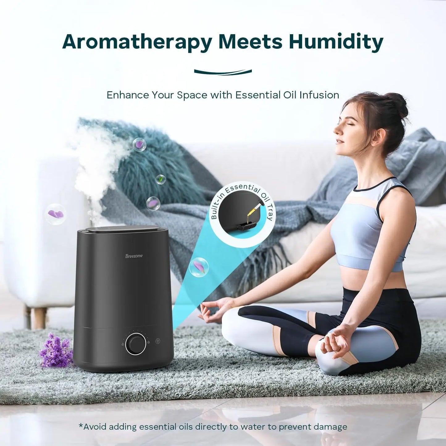 Ultrasonic 5L Humidifier with Aroma Essential Oil Diffuser