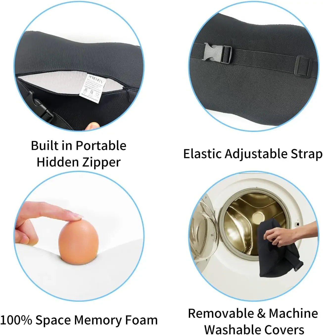 2 Pack Car Headrest Pillow Memory Foam Neck Support