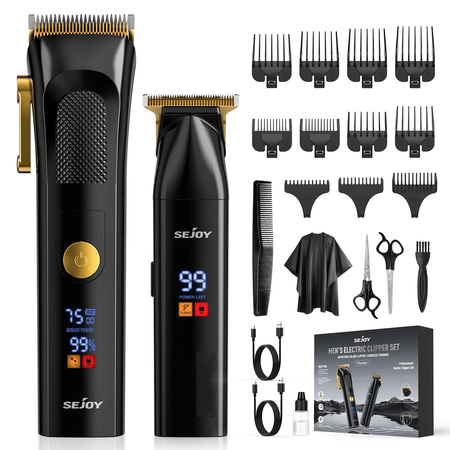 Sejoy Professional Hair Clipper Trimmer Set for Men