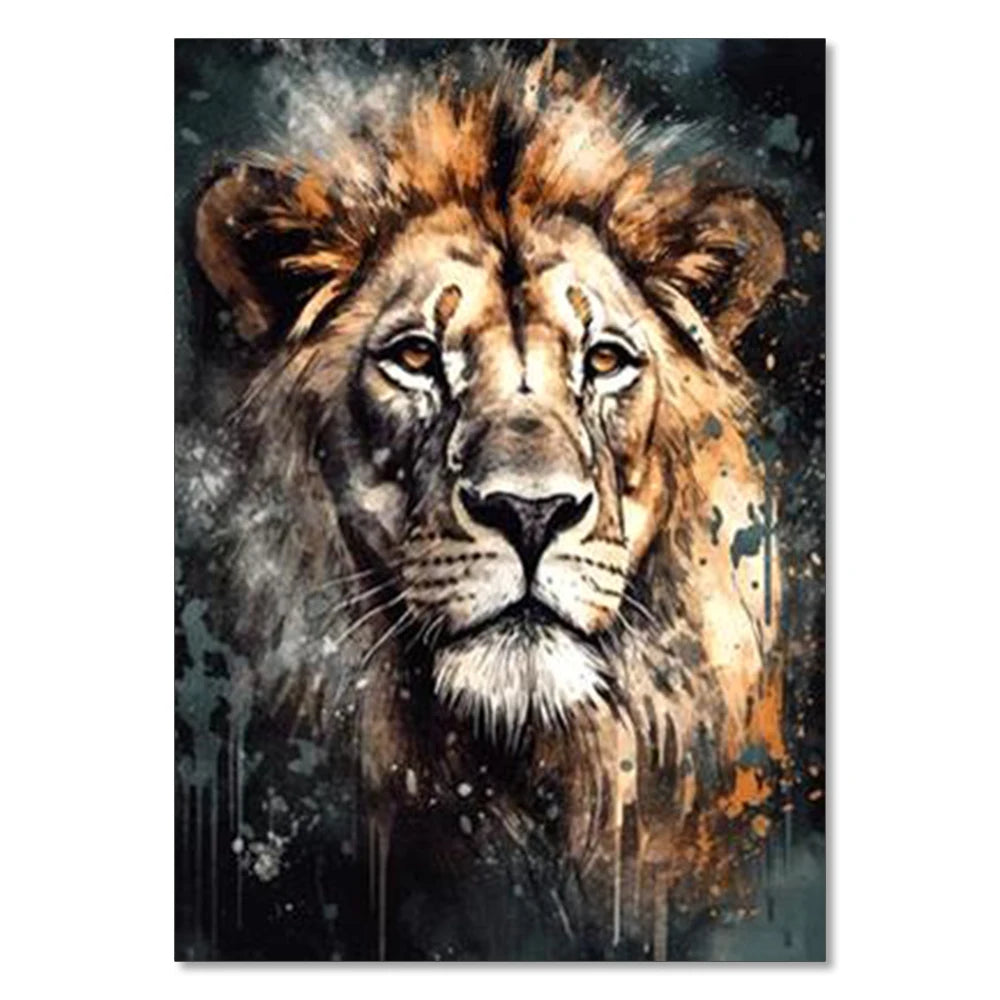 2Pcs Set Lion Face Watercolor Diamond Painting Adult Animal Art Mosaic Cross Stitch Kit Rhinestone DIY Home Decor