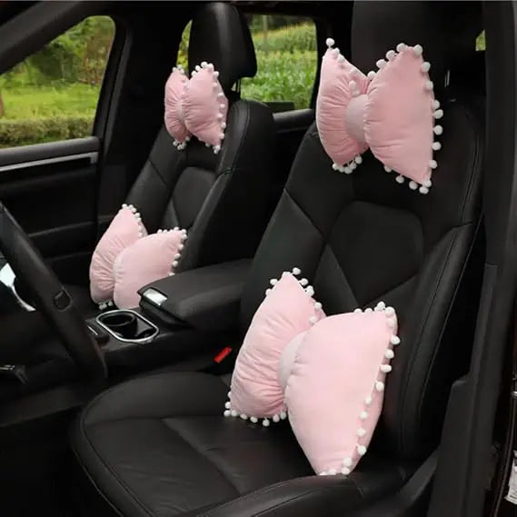 4Pack Butterfly Knot Car Neck Pillow And Lumbar Cushions