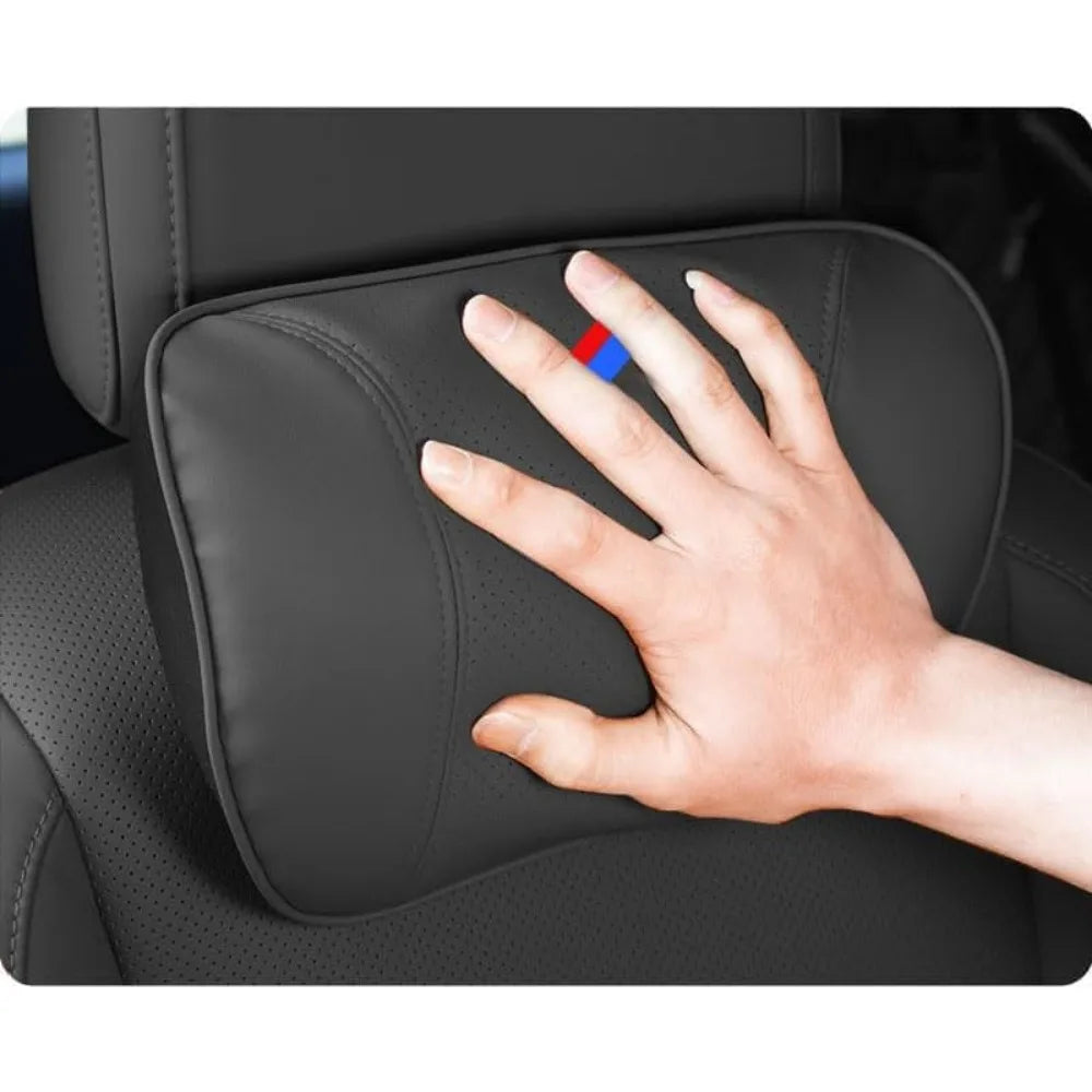 BMW Car Neck Pillow PU Leather Headrest Cushion 2 Pack