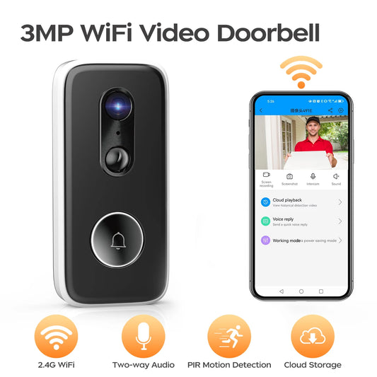 Jooan 2K Smart WiFi Doorbell With Camera Outdoor Battery