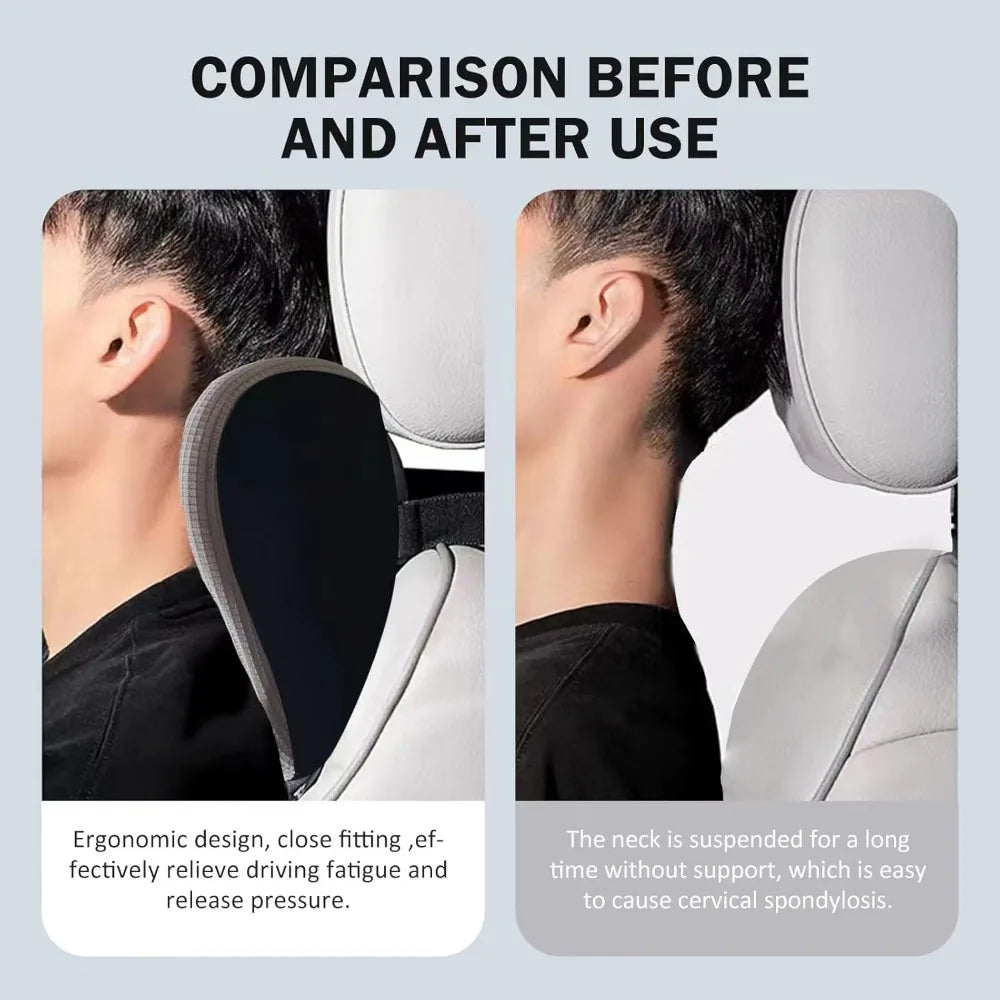 Soft Car Headrest Pillow With Adjustable Strap Memory Foam