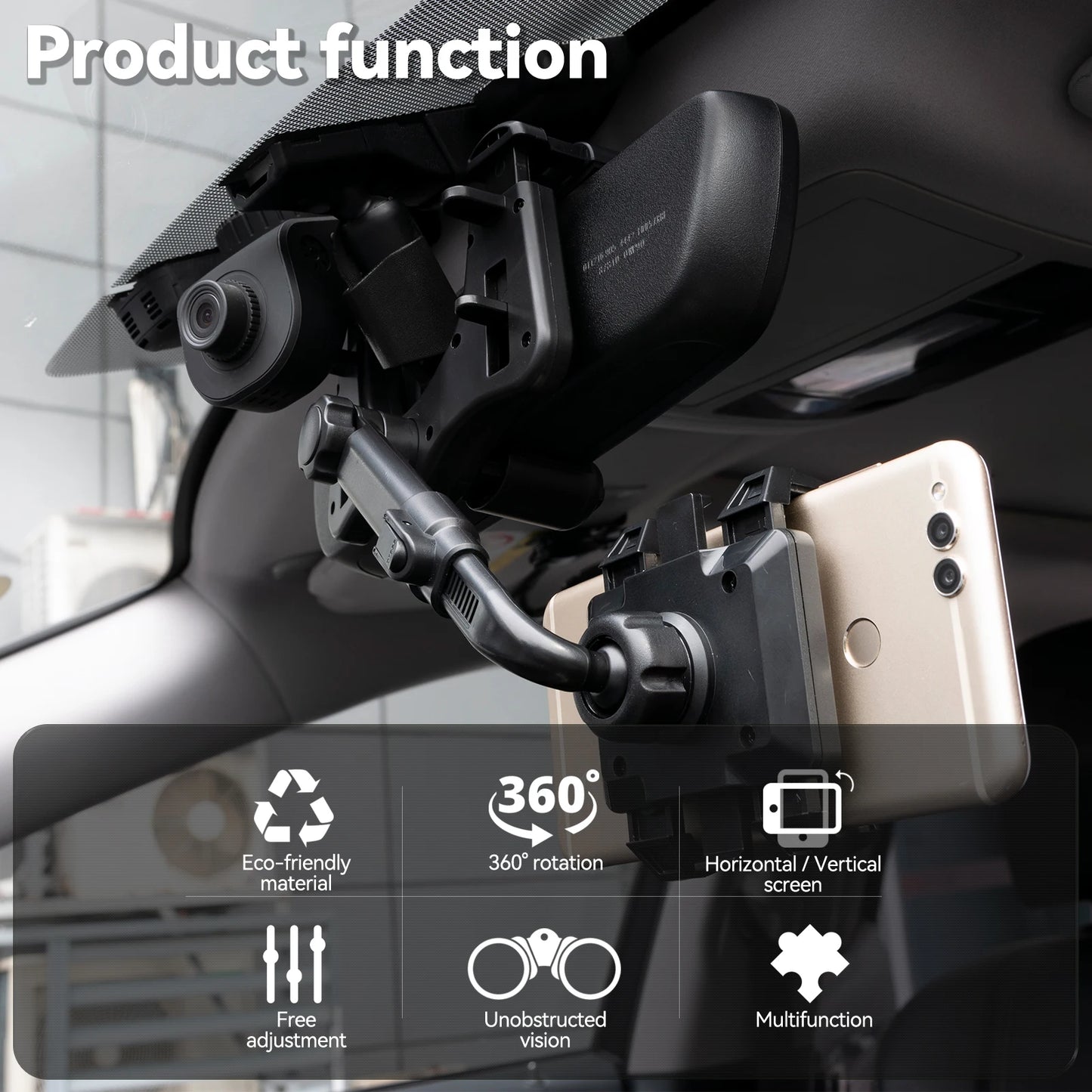 Car Phone Holder Clip Rear View Mirror Mount Adjustable